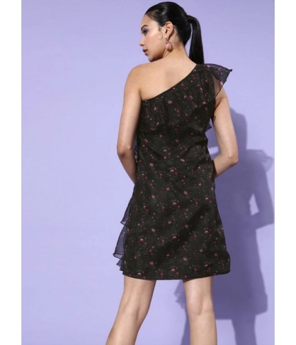 Generic Women's Organza Tiered Sleeveless Dress (Black)