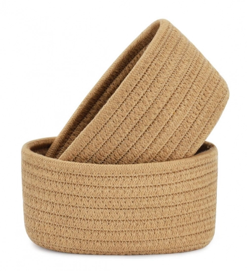 Generic Cotton 8x3 Inch Round 2 Set Bedside Organizer With Out Lid (Beige) Generic Cotton 8x3 Inch Round 2 Set Bedside Organizer With Out Lid (Beige)