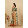 Generic Women's Cotton Silk Floral Printed Saree With Unstitched Blouse 5.5Mtr (Multicolor)