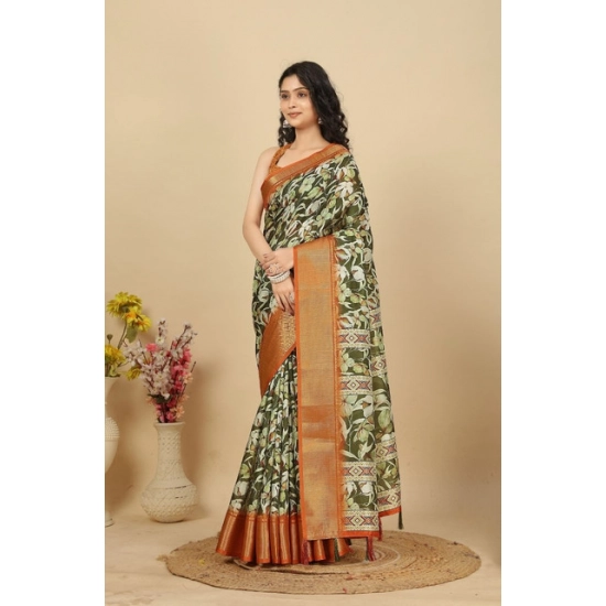Generic Women's Cotton Silk Floral Printed Saree With Unstitched Blouse 5.5Mtr (Multicolor) Generic Women's Cotton Silk Floral Printed Saree With Unstitched Blouse 5.5Mtr (Multicolor)