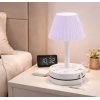 Generic Plastic-LED Ribbed Shade Table Lamp with USB Charging Base (White) Generic Plastic-LED Ribbed Shade Table Lamp with USB Charging Base (White)