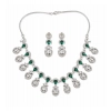 Generic Women's Brass Silver Plated Necklace set (Green)