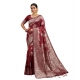 Generic Women's Silk Blend Printed Saree With Unstitched Blouse 5.5Mtr (Maroon)