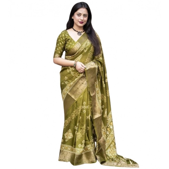 Generic Women's Cotton Silk Printed Saree With Unstitched Blouse 5.5Mtr (Green) Generic Women's Cotton Silk Printed Saree With Unstitched Blouse 5.5Mtr (Green)