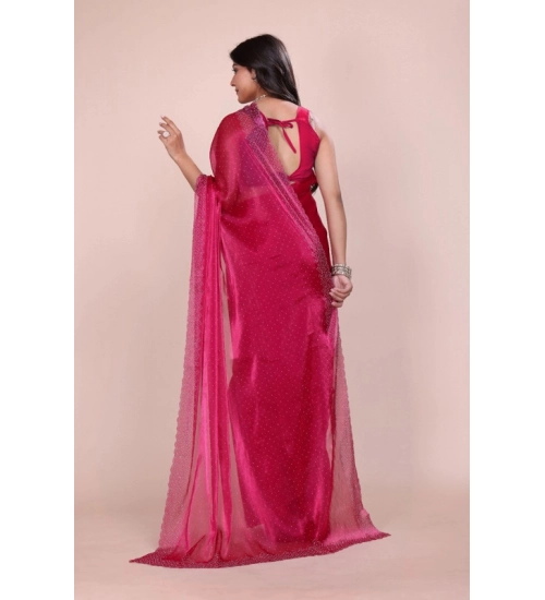 Generic Women's Jimmy choo Embellished Bollywood Saree With Unstitched Blouse 5.5Mtr (Red)