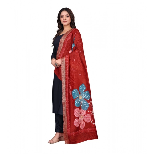 Generic Women's chanderi silk Printed Dupatta (Red, Length: 2 Mtr) Generic Women's chanderi silk Printed Dupatta (Red, Length: 2 Mtr)