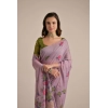 Generic Women's Blended_Cotton Floral Motifs And Woven Buttas Saree With Unstitched Blouse 5.5Mtr (Lavender)
