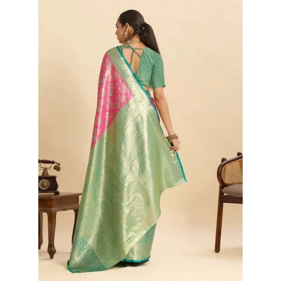 Generic Women's Faux_Banarasi_Silk Woven Saree With Unstitched Blouse 5.5Mtr (Pink) Generic Women's Faux_Banarasi_Silk Woven Saree With Unstitched Blouse 5.5Mtr (Pink)