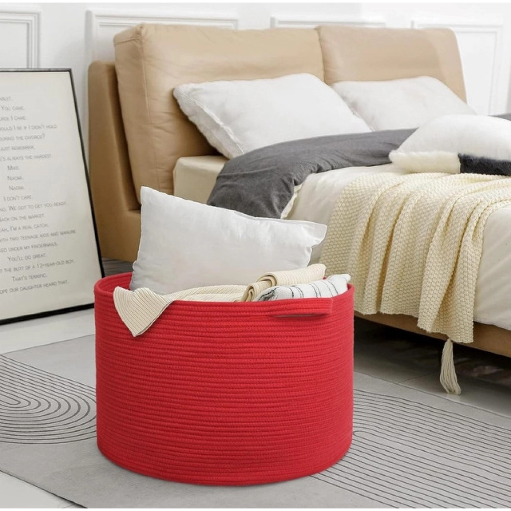 Generic Cotton Pack Of_1 14x12 Inch Storage Basket For Clothes With Out Lid (Red) Generic Cotton Pack Of_1 14x12 Inch Storage Basket For Clothes With Out Lid (Red)