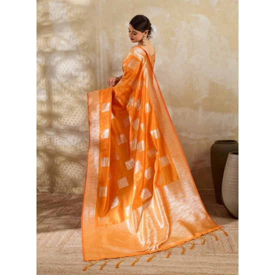 Generic Women's Silk Blend Printed Saree With Unstitched Blouse 5.5Mtr (Orange) Generic Women's Silk Blend Printed Saree With Unstitched Blouse 5.5Mtr (Orange)
