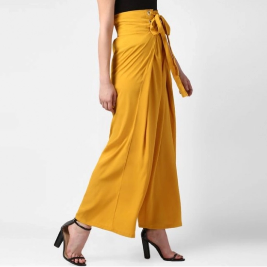 Generic Women's Polyester Solid Smocked Trousers (Yellow) Generic Women's Polyester Solid Smocked Trousers (Yellow)