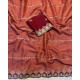 Generic Women's Georgette Embroidered Saree With Unstitched Blouse 5.5Mtr (Rust Orange)
