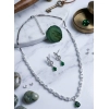 Generic Women's Brass Silver Plated Necklace set (Green) Generic Women's Brass Silver Plated Necklace set (Green)
