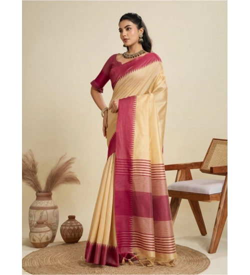 Generic Women's Raw_Silk Woven Saree With Unstitched Blouse 5.5Mtr (Beige) Generic Women's Raw_Silk Woven Saree With Unstitched Blouse 5.5Mtr (Beige)