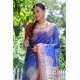 Generic Women's Faux_Tussar_Silk Printed Saree With Unstitched Blouse 5.5Mtr (Navy_Blue)