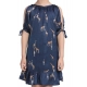 Generic Girl's Satin Animal Print Sleeveless Dress (Blue)