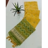 Generic Women's Raw Silk Ikkat Saree With Unstitched Blouse 5.5Mtr (Yellow)