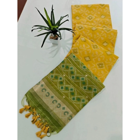 Generic Women's Raw Silk Ikkat Saree With Unstitched Blouse 5.5Mtr (Yellow) Generic Women's Raw Silk Ikkat Saree With Unstitched Blouse 5.5Mtr (Yellow)
