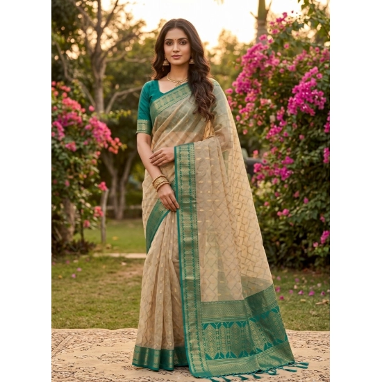 Generic Women's Cotton Printed Saree With Unstitched Blouse 5.5Mtr (Multicolor)