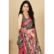 Generic Women's Cotton Silk Floral Printed Saree With Unstitched Blouse 5.5Mtr (Black)