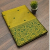 Generic Women's Soft Lichi Silk Printed Saree With Unstitched Blouse 5.5Mtr (Green)