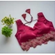 Generic Women's Silk Embroidered Sweetheart Neck Sleeveless Readymade Padded Blouse (Pink, Size 38)