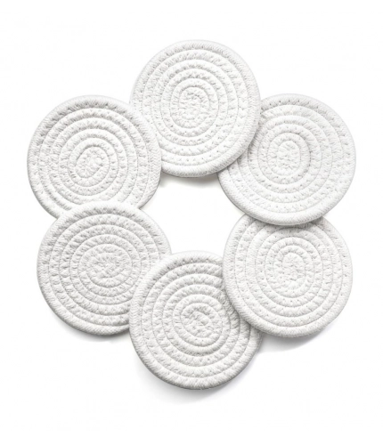 Generic Cotton Rope Drink Coasters 6 Pcs Set (White)