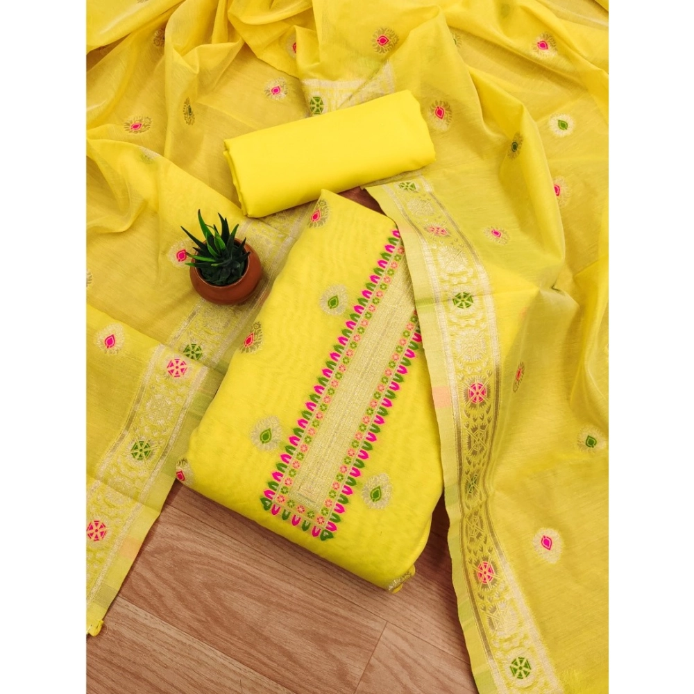 Generic Women's Banarasi Silk Printed Unstitched Salwar Suit Material With Dupatta (Yellow, 3Mtrs) Generic Women's Banarasi Silk Printed Unstitched Salwar Suit Material With Dupatta (Yellow, 3Mtrs)