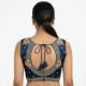 Generic Women's Silk Embroidered V-Neck Sleeveless Readymade Padded Blouse (Blue, Size 38)