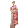 Generic Women's Faux_Tussar Kalamkari_Print Saree With Unstitched Blouse 5.5Mtr (Pink)
