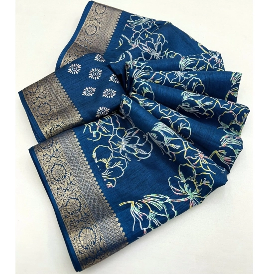Generic Women's Cotton Silk Floral Printed Saree With Unstitched Blouse 5.5Mtr (Blue) Generic Women's Cotton Silk Floral Printed Saree With Unstitched Blouse 5.5Mtr (Blue)