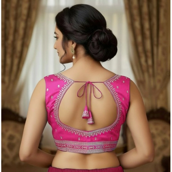 Generic Women's Zimmi Choo Sequin Work V-Neck Padded Blouse (Pink 38 Ready (Self Alterable 36–40)