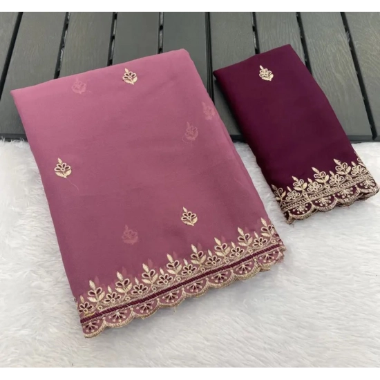 Generic Women's Georgette Embellished Saree With Unstitched Blouse 5.5Mtr (Pink) Generic Women's Georgette Embellished Saree With Unstitched Blouse 5.5Mtr (Pink)