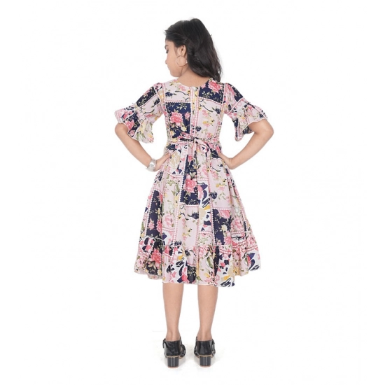 Generic Girl's Shiffon Printed Half Sleeve Round Neck Dress (Peach) Generic Girl's Shiffon Printed Half Sleeve Round Neck Dress (Peach)