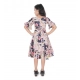 Girl's Shiffon Printed Half Sleeve Round Neck Dress (Peach)
