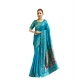 Generic Women's Silk Blend Woven Saree With Unstitched Blouse 5.5 Mtr (Turquoise)