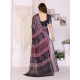 Generic Women's Linen Cotton  Printed Saree With Unstitched Blouse 5.5Mtr (Black)