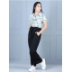 Generic Girl's Polyester Floral Short Sleeves Jumpsuit (Green-Black) Generic Girl's Polyester Floral Short Sleeves Jumpsuit (Green-Black)