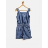 Generic Girl's Denim Embroidered Sleeveless Jumpsuit (Blue) Generic Girl's Denim Embroidered Sleeveless Jumpsuit (Blue)