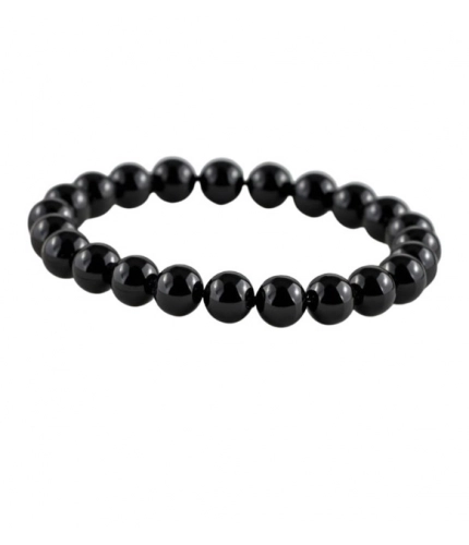 Generic Natural Crystal 8mm Black Tourmaline Bracelet (Black)