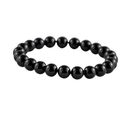 Generic Natural Crystal 8mm Black Tourmaline Bracelet (Black)