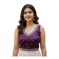 Generic Women's Zimmi Choo Sequin Work V-Neck Padded Blouse (Purple 38 Ready (Self Alterable 36–40)