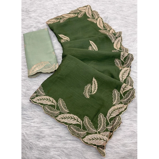 Generic Women's Chiffon Embroidered Saree With Unstitched Blouse 5.5Mtr (Green) Generic Women's Chiffon Embroidered Saree With Unstitched Blouse 5.5Mtr (Green)