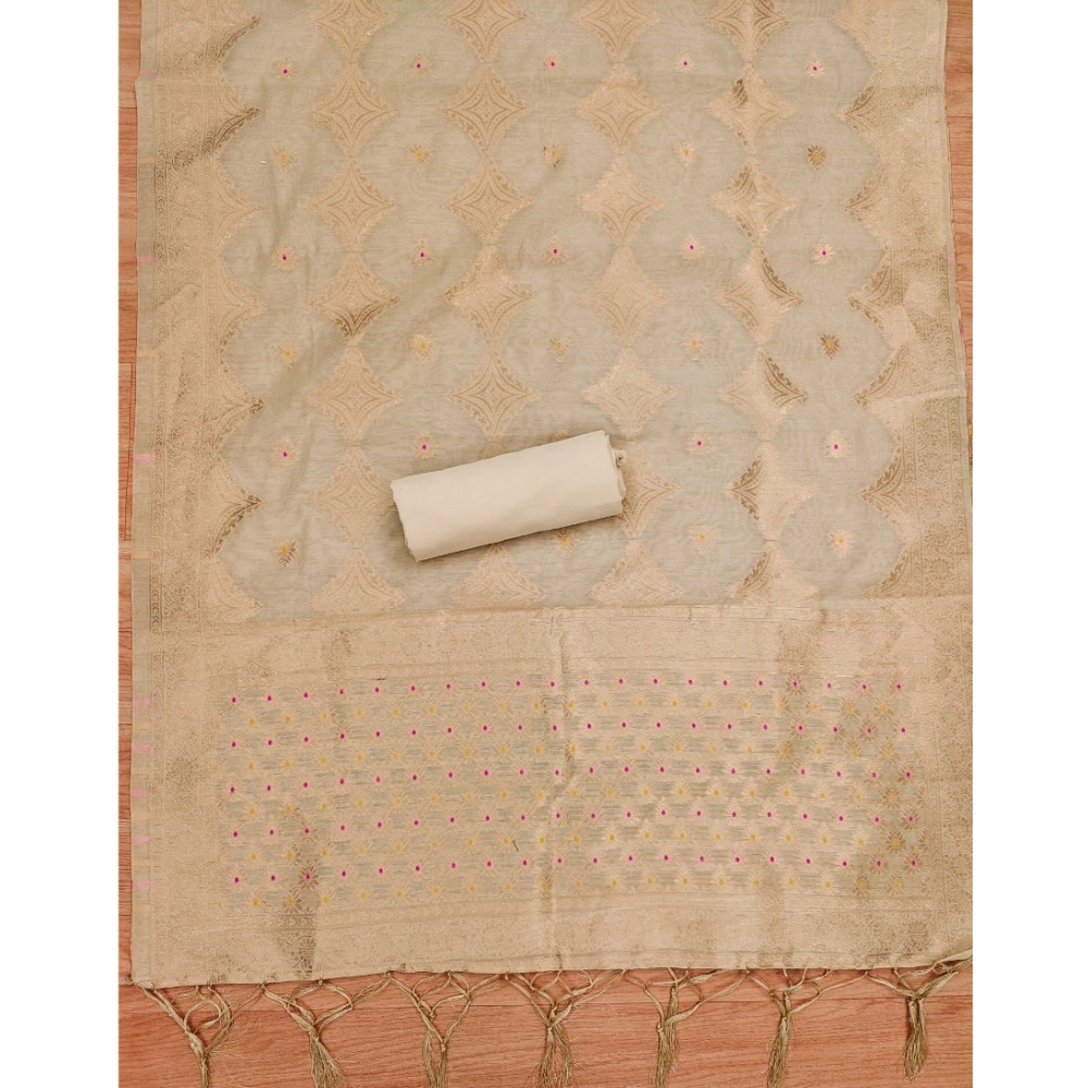Generic Women's Banarasi Silk Printed Unstitched Salwar Suit Material With Dupatta (Cream, 3Mtrs) Generic Women's Banarasi Silk Printed Unstitched Salwar Suit Material With Dupatta (Cream, 3Mtrs)