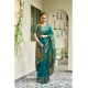 Generic Women's Silk Blend Woven Saree With Unstitched Blouse 5.5 Mtr (Teal)