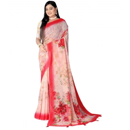 Generic Women's Georgette Floral Printed Saree With Unstitched Blouse 5.5Mtr (Red) Generic Women's Georgette Floral Printed Saree With Unstitched Blouse 5.5Mtr (Red)