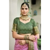Generic Women's Silk Blend Booti Work Ready to wear Saree With Unstitched Blouse 5.5Mtr (LightPink)