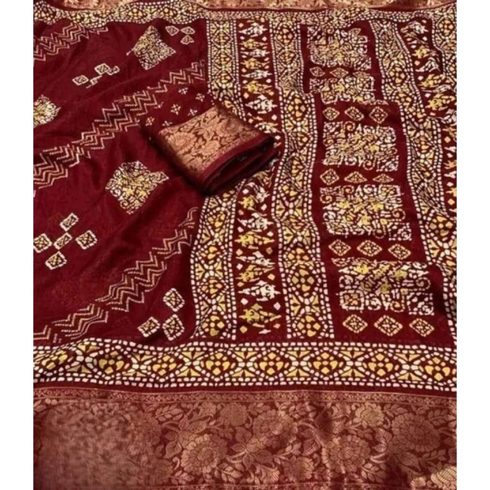 Generic Women's Cotton Silk Printed Saree With Unstitched Blouse 5.5Mtr (Maroon) Generic Women's Cotton Silk Printed Saree With Unstitched Blouse 5.5Mtr (Maroon)