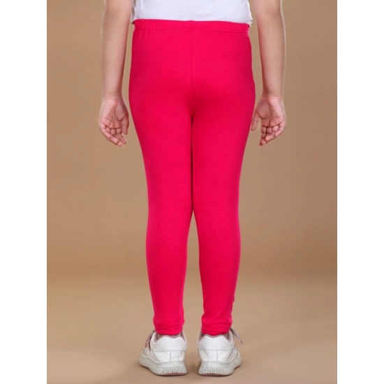 Generic Girl's Cotton Lycra Solid Elasticated Leggings (Dark Pink)