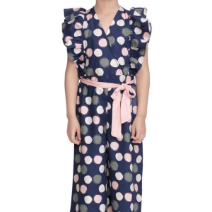 Generic Girl's Rayon Polka Flutter Jumpsuit (Multicolor)
